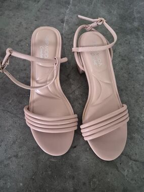 TOP Moda Women's Blush Pink Triple-Band Ankle Strap Sandals
